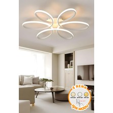 Modern Beyaz Plafonyer Tavan Lambası, 3 Renkli Led, Salon, Mutfak, Yatak Odası