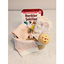 Yenidoğan Hediye - Ilk Kavramlar & Gelişim Lüks Seti (Dikdörtgen Hasır Sepet & Iki Dilli Kitap - Renkler Şekiller - & Ahşap Çıngırak)  Grupsal Ofis