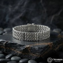 Design Ottoman Kuyumculuk Geometrik Motifli Gümüş Erkek Bileklik
