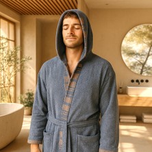 Ve Yeniden Müslin Erkek Bornoz – Lacivert – %100 Organik Pamuk