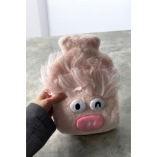Pembe Renk Canavar Figürlü Peluş Sıcak Su Torbası-Yumuşak Kılıflı Mini El Isıtıcı Termofor