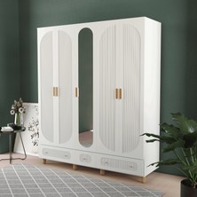 T&B Soho 5 Kapaklı Çekmeceli Gardırop - Mdf Kapak