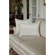 Visionario Kırlent Kılıfı Desenli Jakarlı Dokuma Kumaş 2'li 45X45 ve 35X50 Çift Taraflı Biyeli