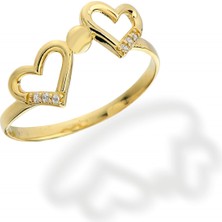 Oroline Jewelry 14 Ayar Altın Hafif Minimal Kalpli Aşk Yüzüğü