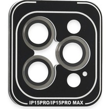 iPhone 15 Pro Max Pvd Metal Kamera Lens - Gri Modern Asır (4938)