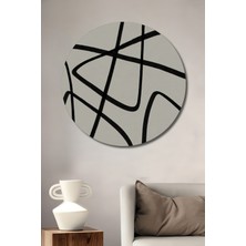 Teona Ahşap Dekoratif Ahşap Yuvarlak Tablo Soyut Çizgiler