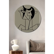 Teona Ahşap Dekoratif Ahşap Yuvarlak Tablo Picasso Çizim