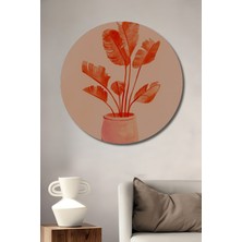Teona Ahşap Dekoratif Ahşap Yuvarlak Tablo Kırmızı Bitki