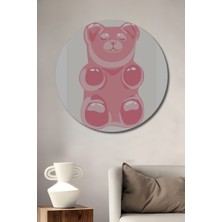 Teona Ahşap Dekoratif Ahşap Yuvarlak Tablo Pembe Ayıcık