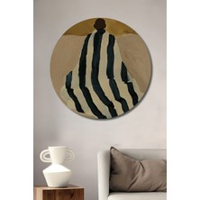 Teona Ahşap Dekoratif Ahşap Yuvarlak Tablo Çizgili Gölge