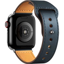 Apple Watch 38MM KR415 Luaz Deri Kordon - Lacivert Modern Asır (4938)