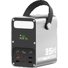 J52 80.000 Mah Dijital Şarj Göstergeli LED Işıklı 35W Pd Powerbank - Gümüş Modern Asır (392