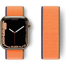 CP120 Apple Watch 42MM Hasırlı Cırtcırtlı Kordon - Turuncu Modern Asır (3927)