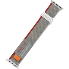 CPT83 Apple Watch 38MM Alice Kumaş Kordon - Gri-Kırmızı Modern Asır (3927)