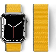 CP120 Apple Watch 42MM Hasırlı Cırtcırtlı Kordon - Sarı Modern Asır (3927)