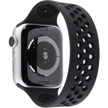 CP120 Apple Watch 38MM Ayarlı Delikli Silikon Kordon - Siyah-Siyah Modern Asır (3927)