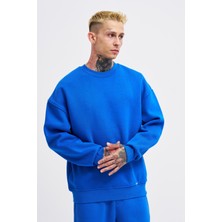 Machinist Erkek Basic Bisiklet Yaka Oversize Sweatshirt Açık Mavi