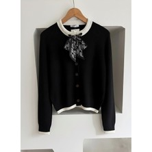 Markahit VOLUMEX Yaka Fular Detaylı Triko Hırka