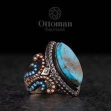 Design Ottoman Kuyumculuk Firuze Taşlı Gümüş Kadın Yüzük