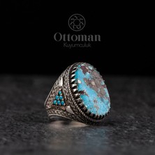 Design Ottoman Kuyumculuk Firuze Doğal Taş Gümüş Erkek Yüzük