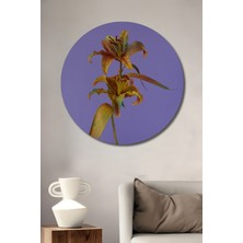 Teona Ahşap Dekoratif Ahşap Yuvarlak Tablo Altın Zambak