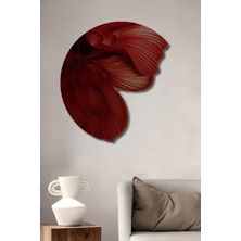 Teona Ahşap Dekoratif Ahşap Yuvarlak Çerçeve Görünümlü Tablo Kırmızı Çiçek