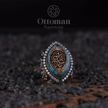 Design Ottoman Kuyumculuk Arizona Firuzesi Sitrin Blue Taşlı Gümüş Kadın Yüzük