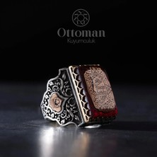Design Ottoman Kuyumculuk Isimli Özel Tasarım Taşlı Gümüş Erkek Yüzük