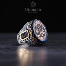 Design Ottoman Kuyumculuk Özel Tasarım Kehribar Taşlı Gümüş Erkek Yüzük