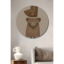 Teona Ahşap Dekoratif Ahşap Yuvarlak Tablo Çiçekli Tavşan