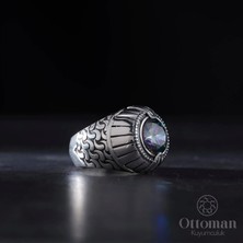 Design Ottoman Kuyumculuk Özel Tasarım Mistik Topaz Taşlı Gümüş Erkek Yüzük