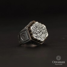 Design Ottoman Kuyumculuk Altıgen Gravürlü Gümüş Erkek Yüzük