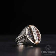 Design Ottoman Kuyumculuk Hasbiyallah Yazılı Çift Renkli Özel Tasarım Gümüş Erkek Yüzük