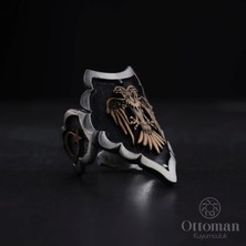 Design Ottoman Kuyumculuk Çift Başlı Kartal Gümüş Zihgir Erkek Yüzük