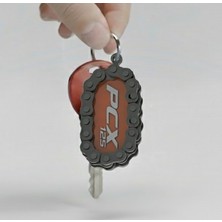 Ümraniye 3D Pcx 125 Logolu Özel Tasarım Zincir Detaylı Motosiklet Anahtarlığı