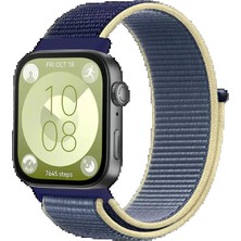 Huawei Fit 4 Hasırlı Cırtcırtlı Kordon - Sarı-Lacivert Modern Asır (3927)