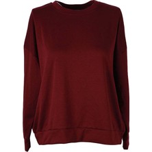Trender 26YDT1000031 Bordo Kadın Sweatshirt Modal Basic O Yaka