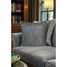 Visionario Kırlent Kılıfı Çizgili Desenli Jakarlı Dokuma Kumaş 45X45 Çift Taraflı Biyeli