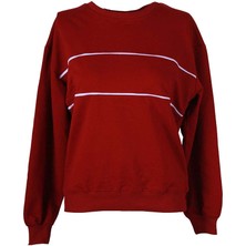 Trender Biyeli O Yaka O Yaka 2 Ip Bordo Kadın Sweatshirt 26YDT1000034