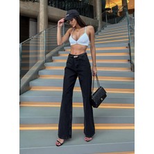 Ecenin Favorileri Füme Palazzo Denim Kadın Pantolon