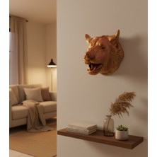 Mobil Dünyası Dekoratif Altın Gold Kurt Duvar Heykeli Asılabilir Hediyelik 25X19 cm - MB000X-2H03E2