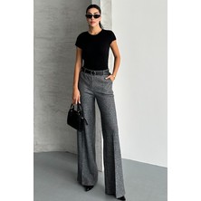 Leilaa Kemerli Balıksırtı Desen Likralı Kumaş Pantolon