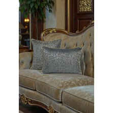Visionario Kırlent Kılıfı Desenli Jakarlı Dokuma Kumaş 2'li 45X45 ve 35X50 Çift Taraflı Biyeli