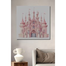 Teona Ahşap Dekoratif Ahşap Dikdörtgen Tablo Pembe Şato