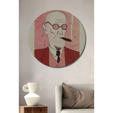 Teona Ahşap Dekoratif Ahşap Yuvarlak Tablo Sigmund Freud