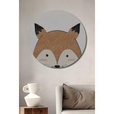 Teona Ahşap Dekoratif Ahşap Yuvarlak Tablo Sevimli Tilki