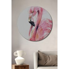 Teona Ahşap Dekoratif Ahşap Yuvarlak Tablo Pembe Flamingo