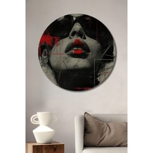 Teona Ahşap Dekoratif Ahşap Yuvarlak Tablo Gözlükle Kadın