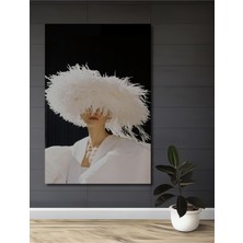 Teona Ahşap Dekoratif Ahşap Dikdörtgen Tablo Beyaz Tüyler