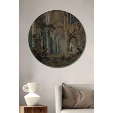 Teona Ahşap Dekoratif Ahşap Yuvarlak Tablo Gotik Harabe